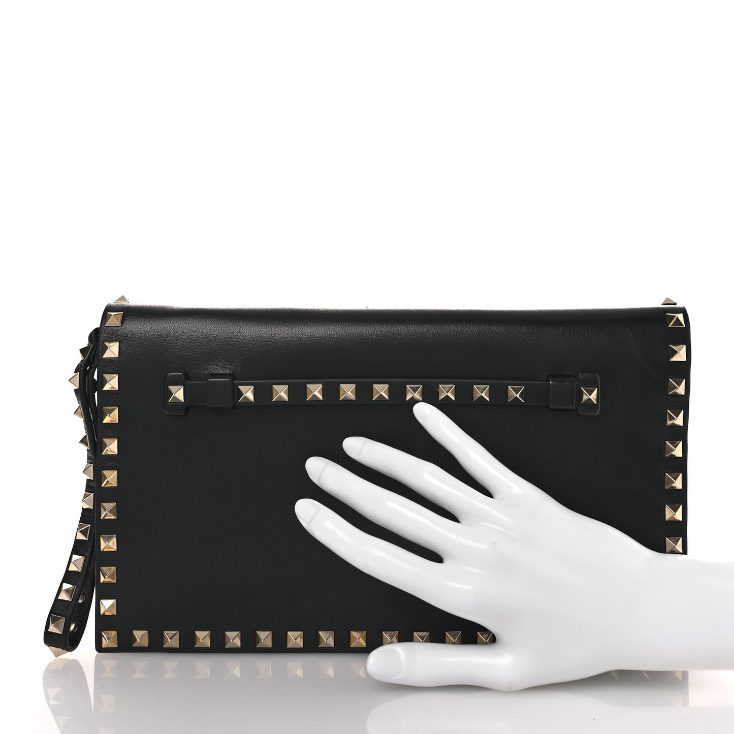 Nappa Rockstud Wristlet Clutch Black