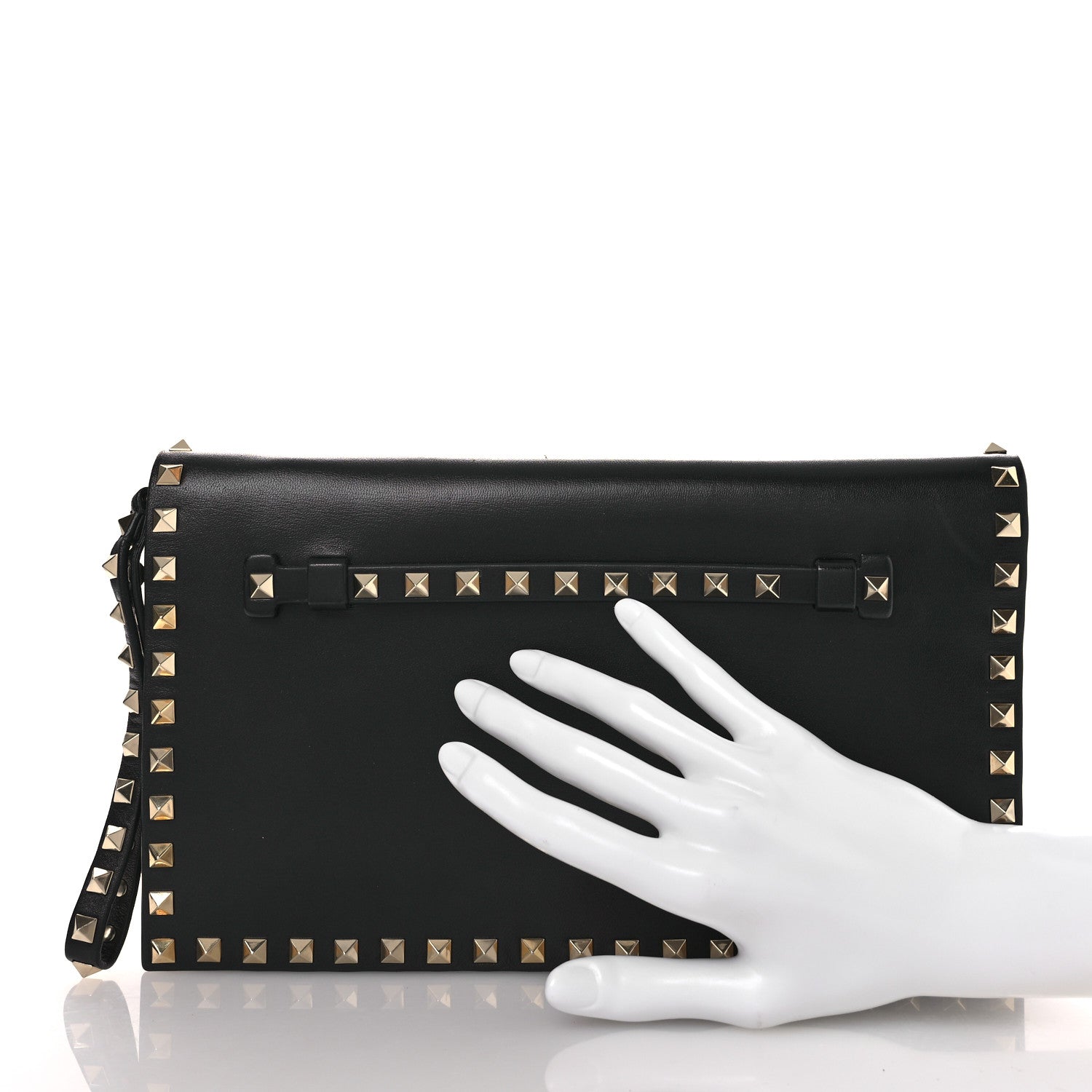 Valentino Garavani Nappa Rockstud Wristlet Clutch Black 2 of 13