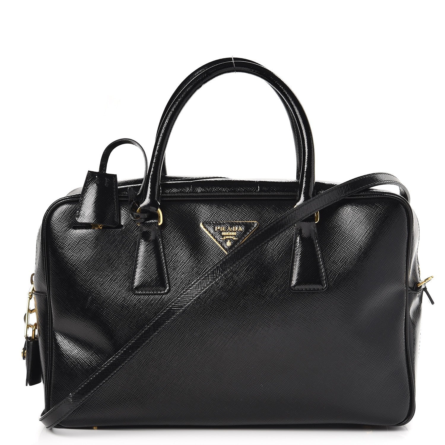 Prada Saffiano Vernice Bauletto Black 1 of 10