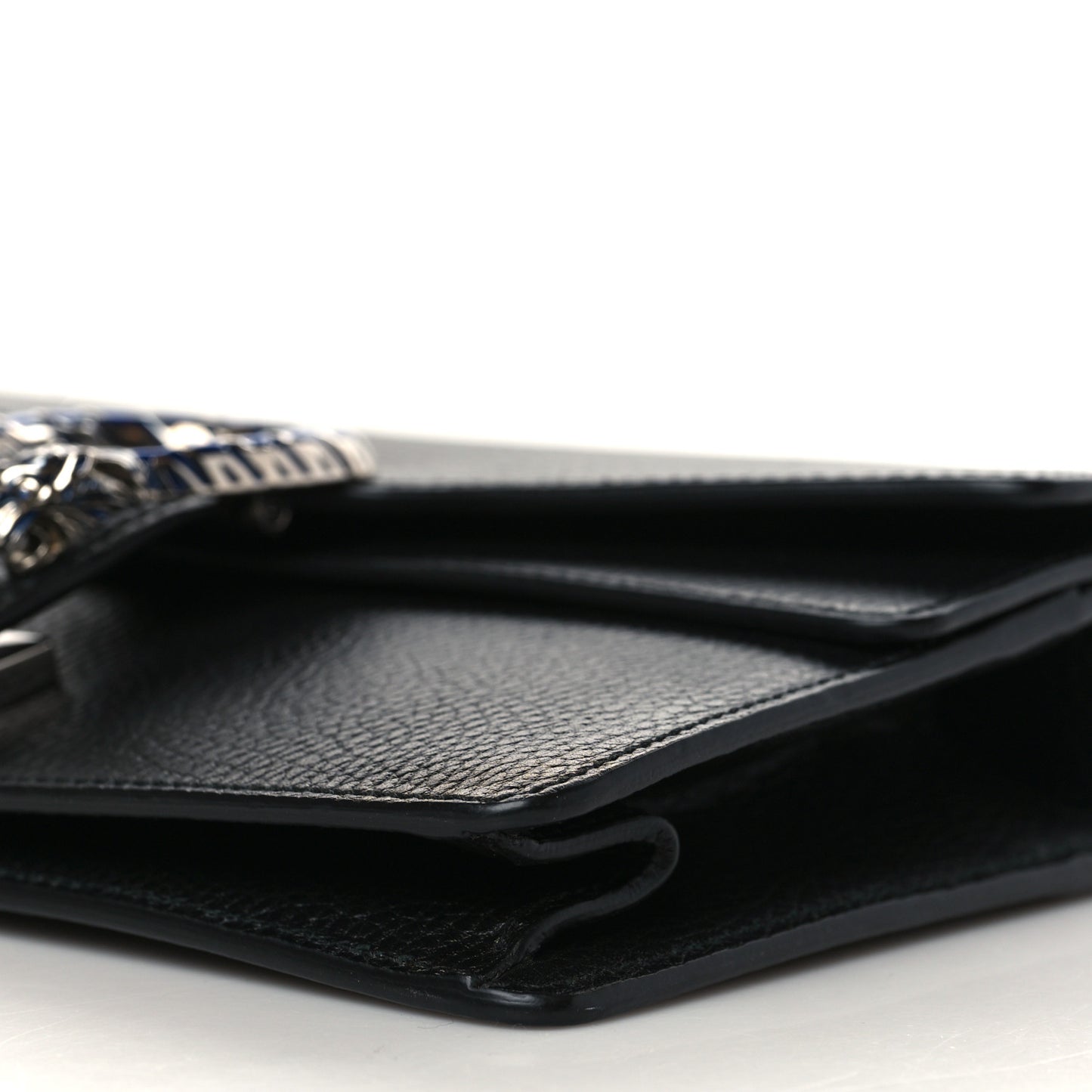Dollar Calfskin Enamel Small Dionysus Shoulder Bag Black Electric Blue