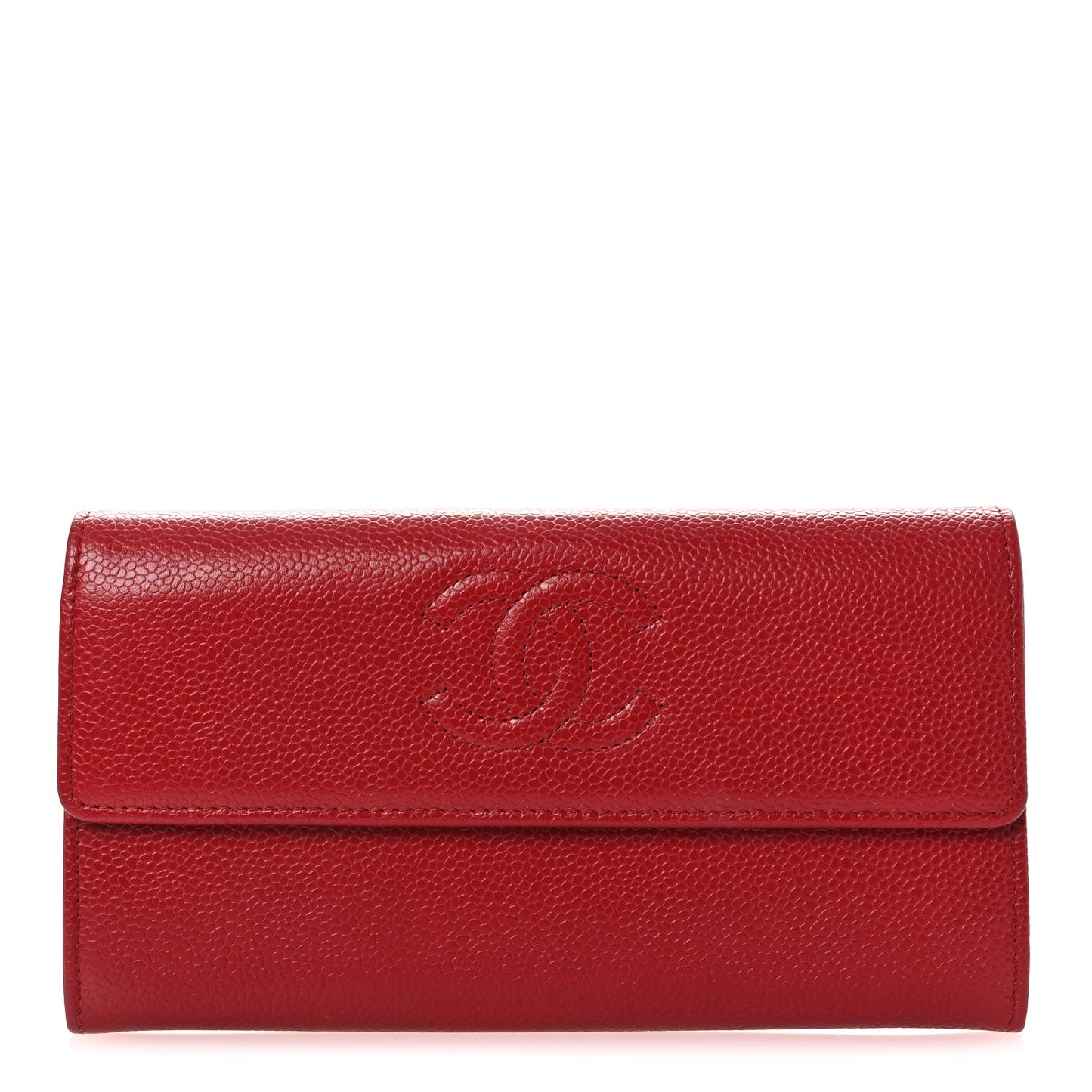 Caviar Timeless CC Large Gusset Flap Wallet Light Red