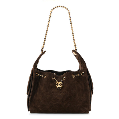 Chanel Suede Quilted Small Chanel 25 Handbag Dark Brown 1 of 11