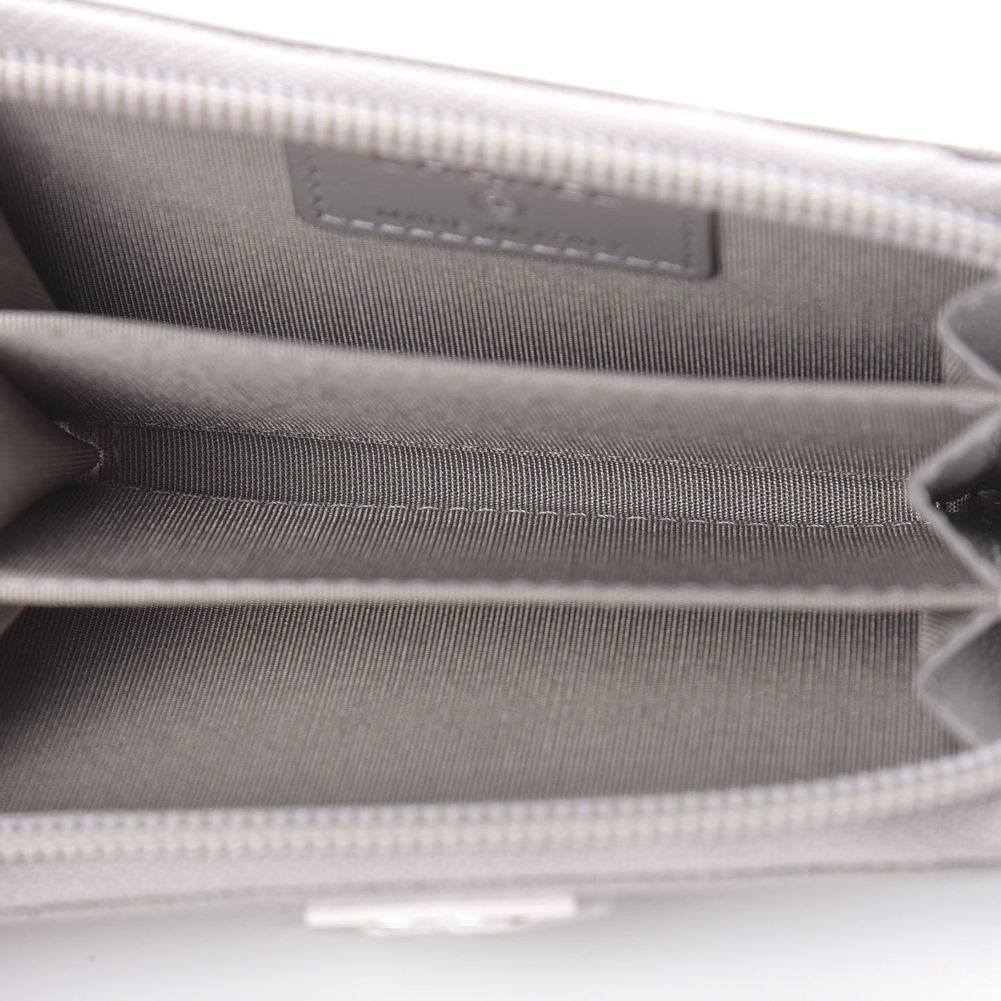 Caviar Quilted Boy Zip Around Coin Purse Wallet Grey