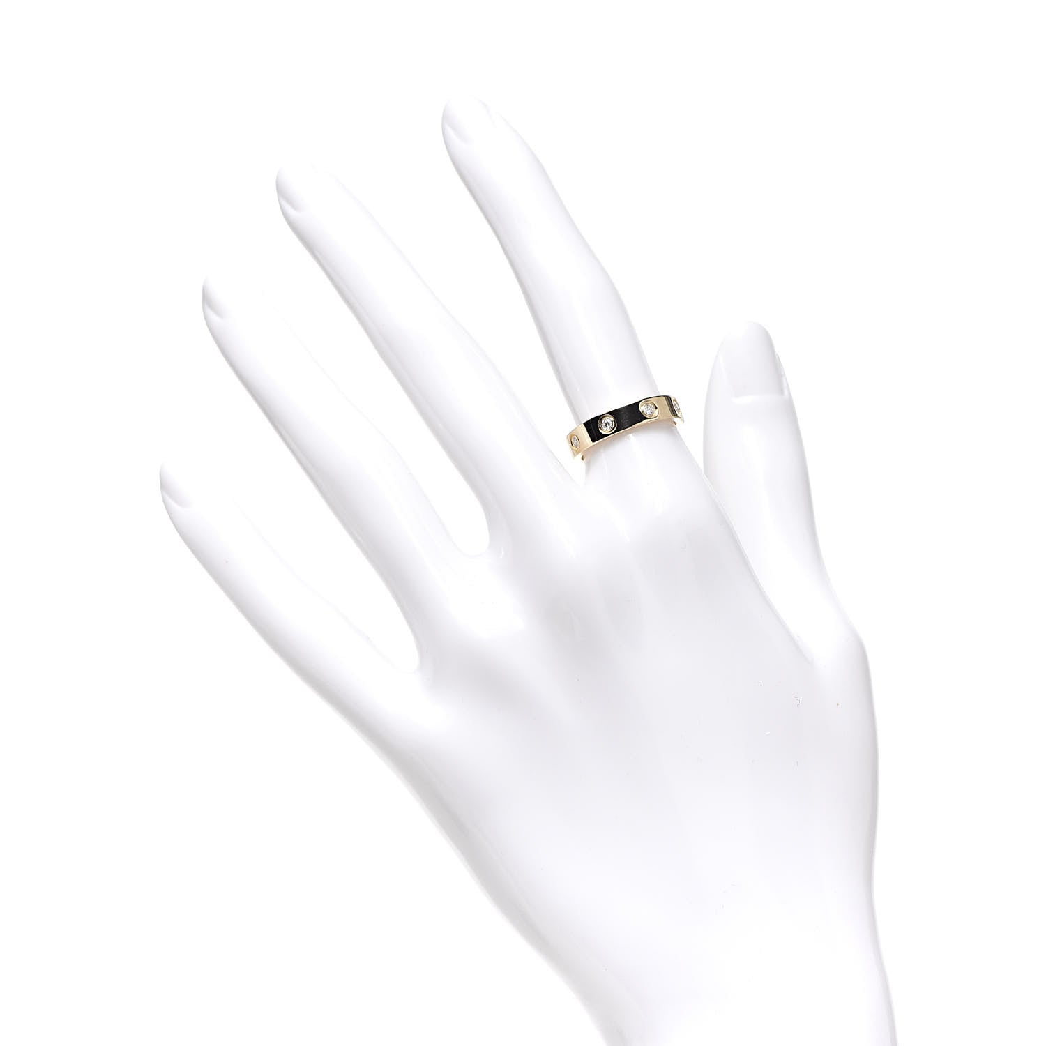 Cartier 18K Yellow Gold 8 Diamond 4mm LOVE Wedding Band Ring 50 5.25 2 of 5