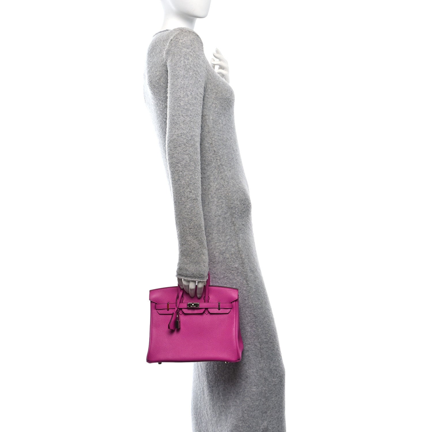 Hermes Taurillon Novillo Verso Birkin 25 Magnolia Rouge Casaque 2 of 11
