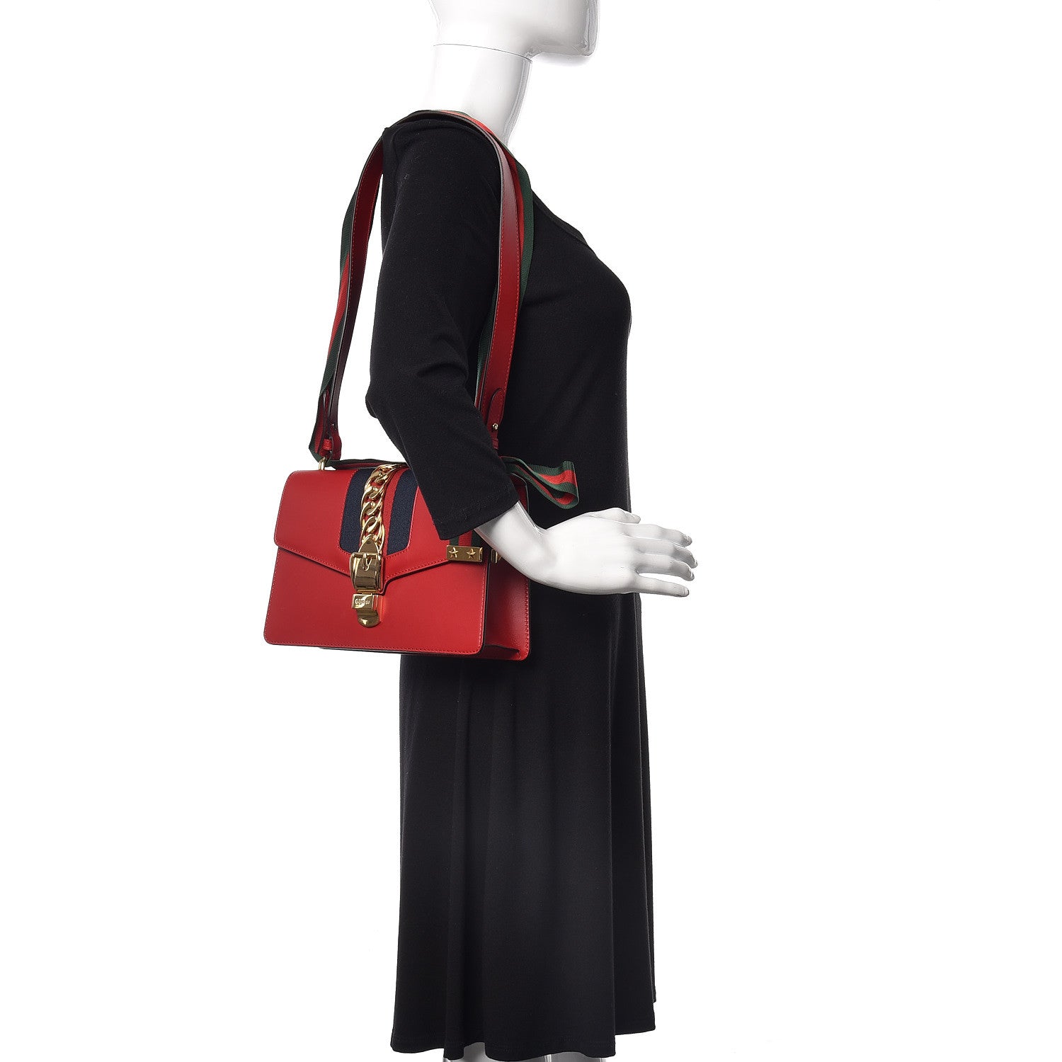 Gucci Calfskin Small Sylvie Shoulder Bag Hibiscus Red 2 of 12
