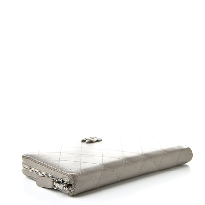 Chanel Calfskin Resin Stitched Zip Around Wallet Grey 4 of 17