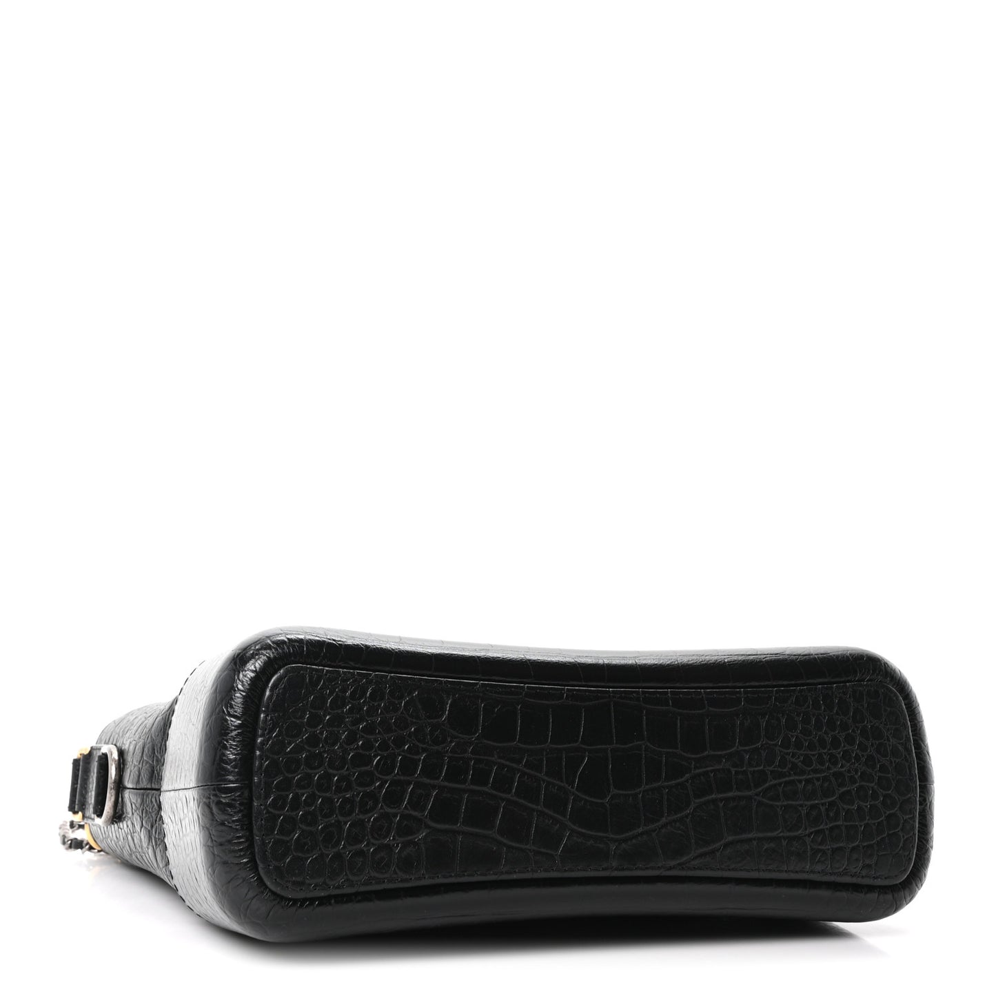 Crocodile Embossed Calfskin Medium Gabrielle Cocodile Hobo Black