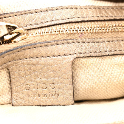 Gucci Metallic Pebbled Calfskin Medium Soho Chain Shoulder Bag Golden Beige 6 of 15