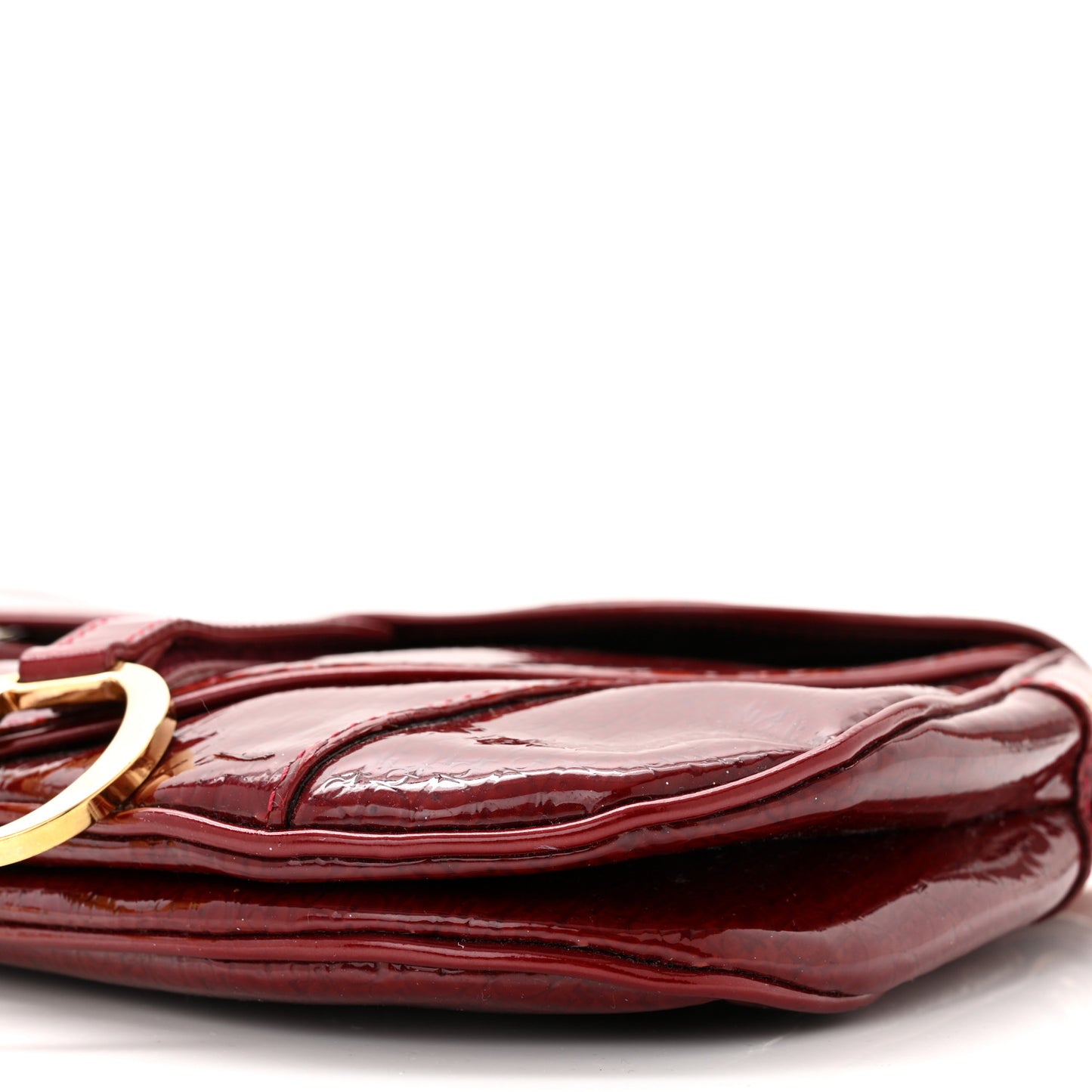 Patent Diorissimo Double Saddle Bag Dark Red
