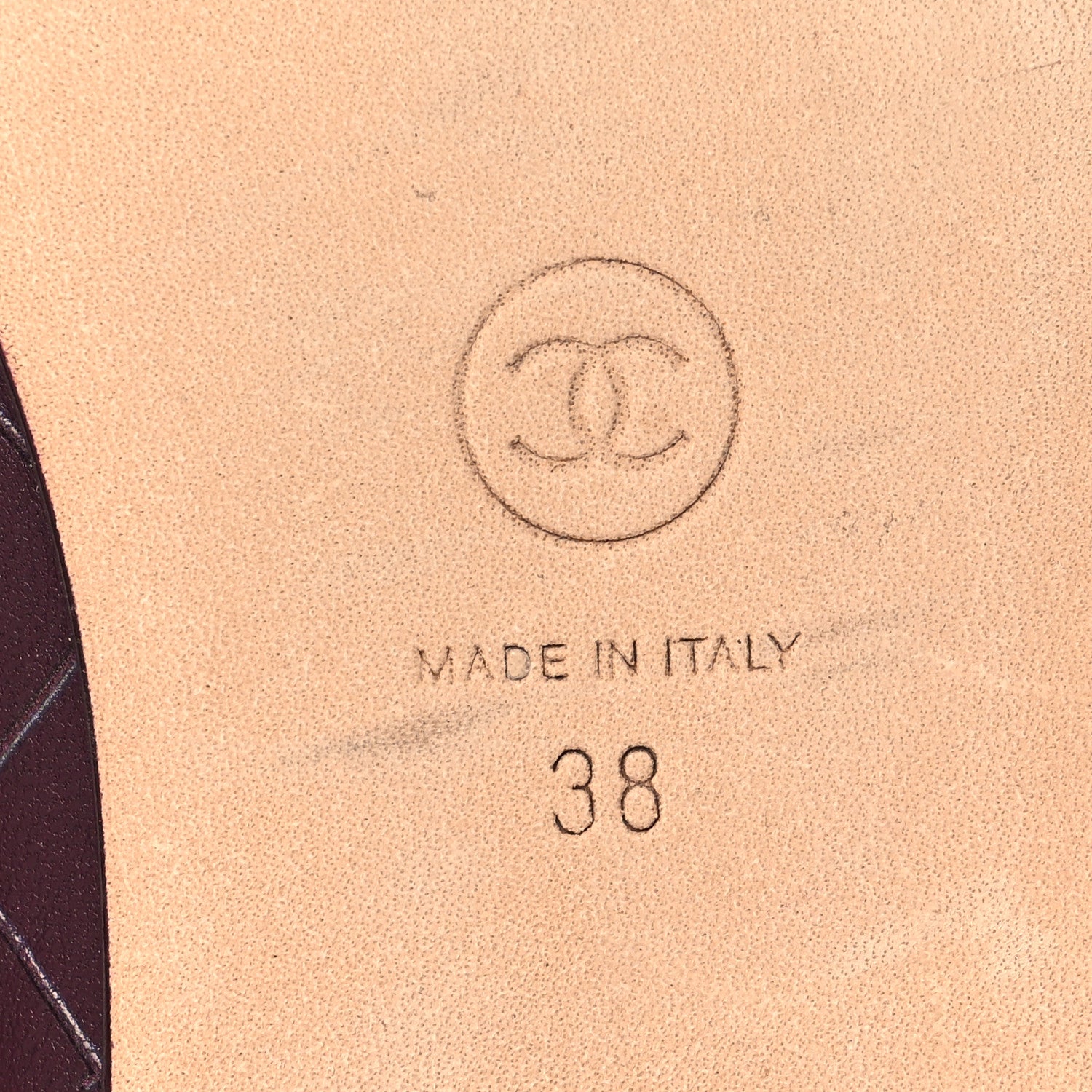 Chanel Printed Lambskin Patent CC Cap Toe Ballerina Flats 38 Burgundy Black 8 of 10
