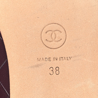 Chanel Printed Lambskin Patent CC Cap Toe Ballerina Flats 38 Burgundy Black 8 of 10