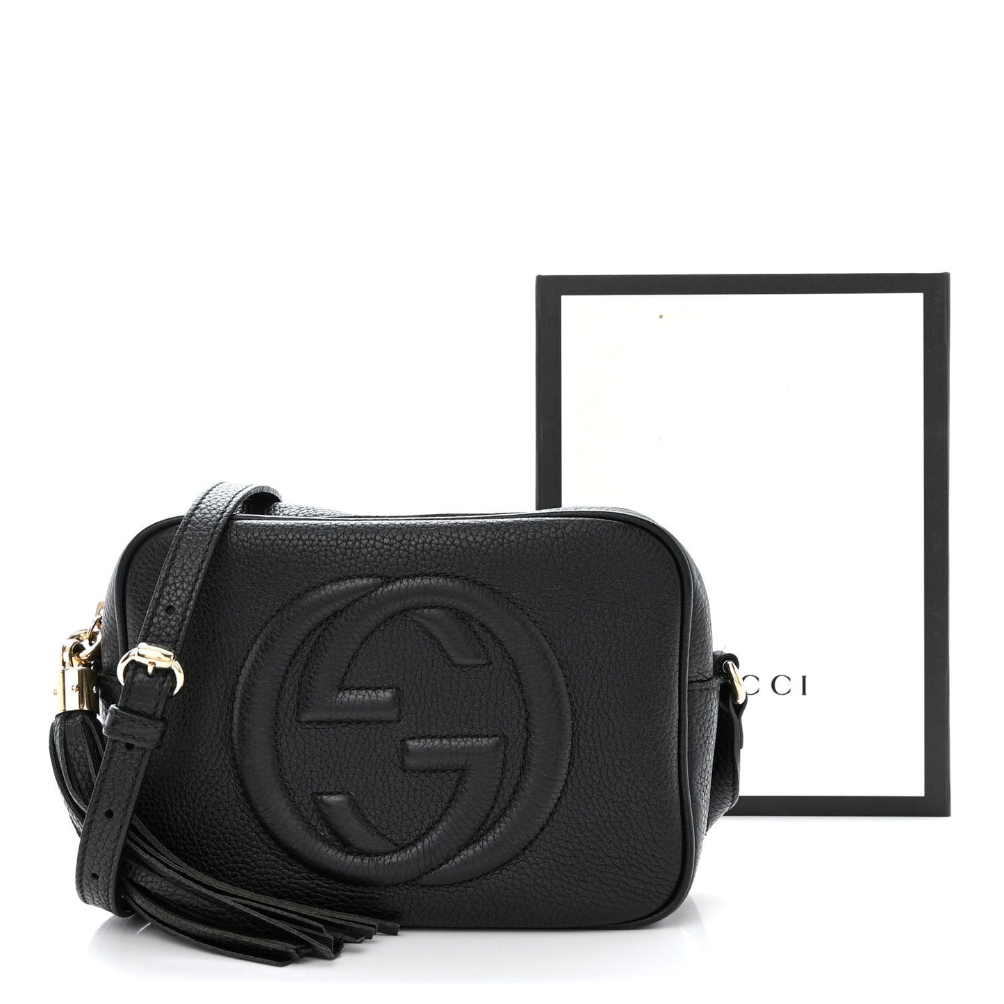 Pebbled Calfskin Small Soho Disco Bag Black