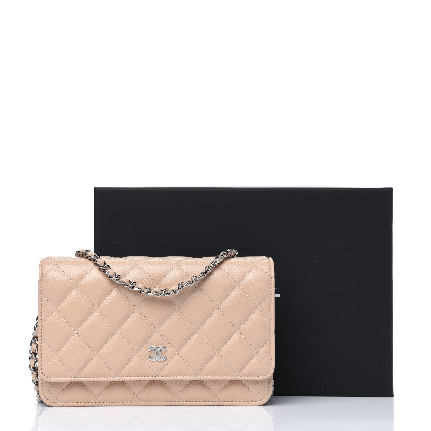 Chanel Caviar Quilted Wallet On Chain WOC Beige 12 of 12