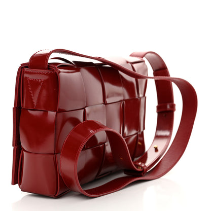 Bottega Veneta Patent Maxi Intrecciato Cassette Crossbody Bag Red 3 of 12