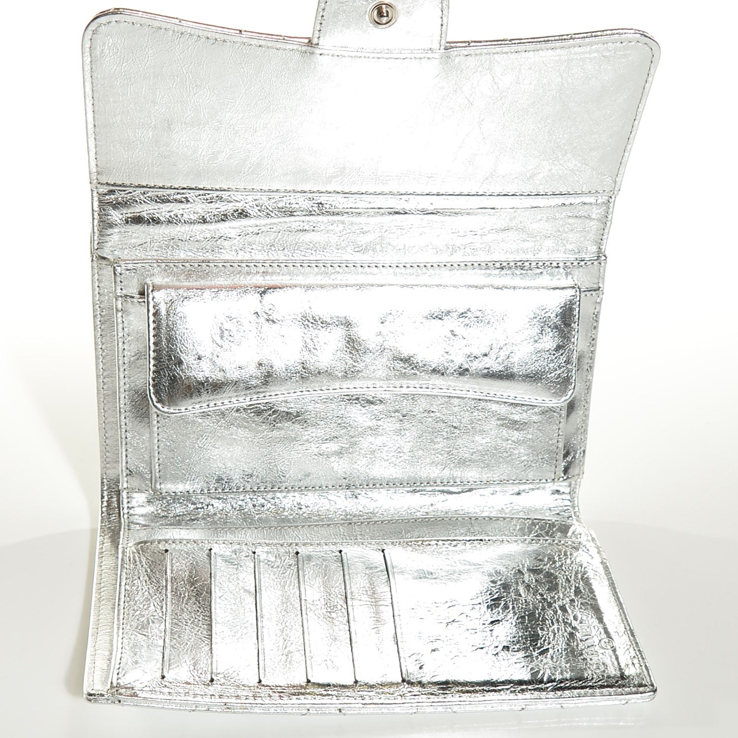 Chanel Metallic Calfskin Quilted Large Flap Wallet Silver 5 of 8