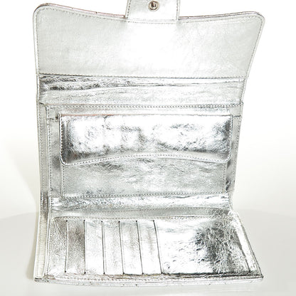 Chanel Metallic Calfskin Quilted Large Flap Wallet Silver 5 of 8