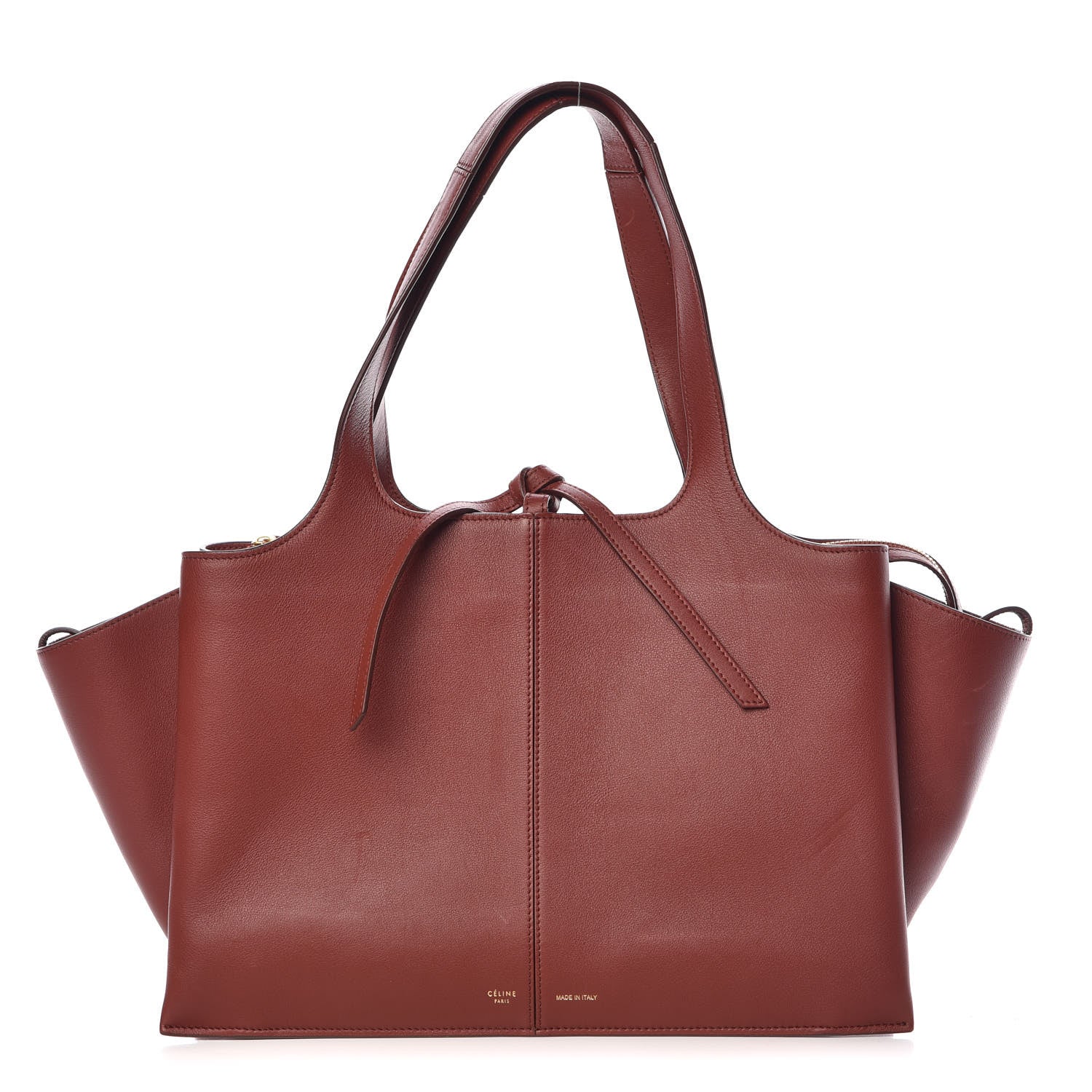 Celine Calfskin Medium Tri-Fold Bag Red Wood 1 of 15