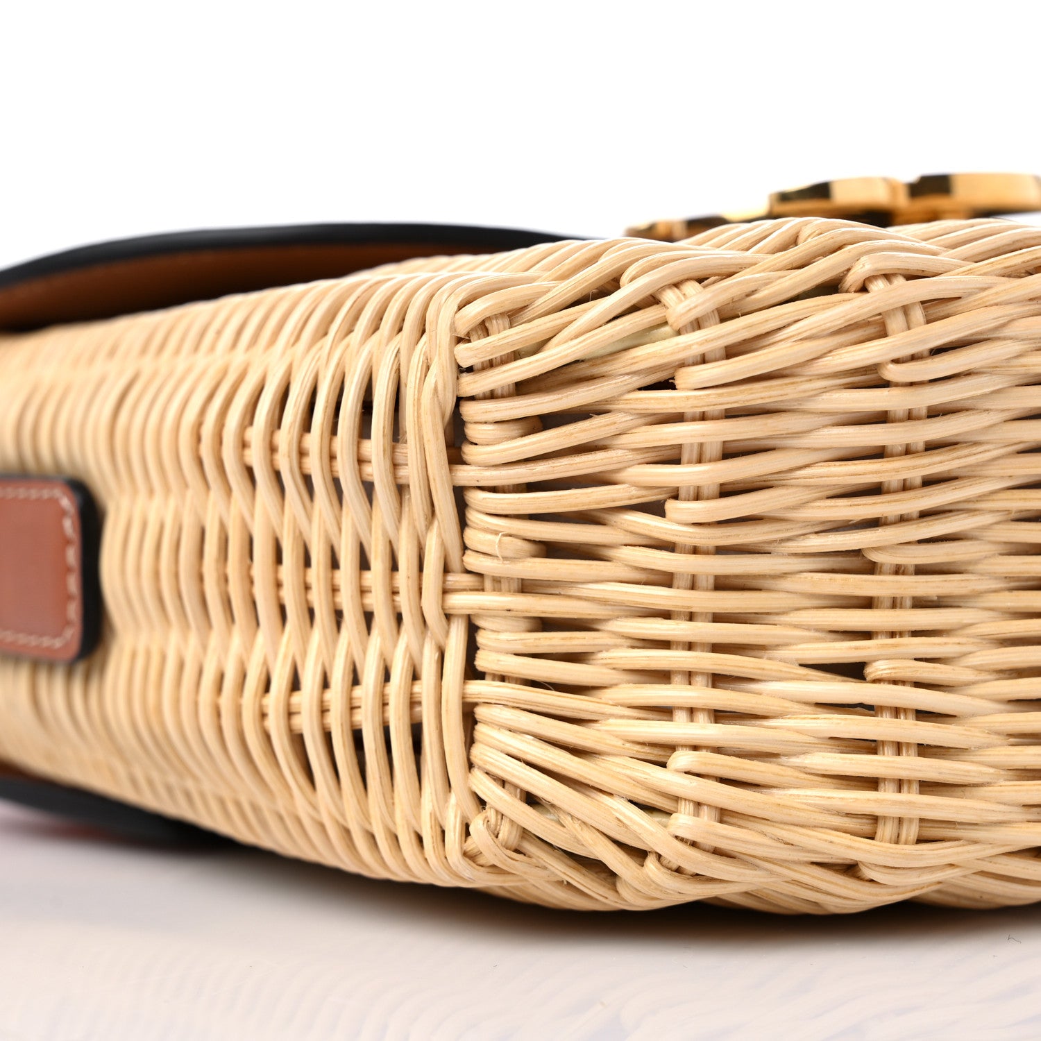 Celine Raffia Calfskin Triomphe Besace Natural Tan 8 of 12