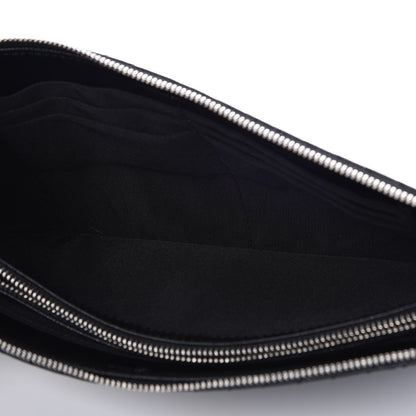 Chanel Caviar Chevron Quilted Large Zipped Clutch Black 5 of 9
