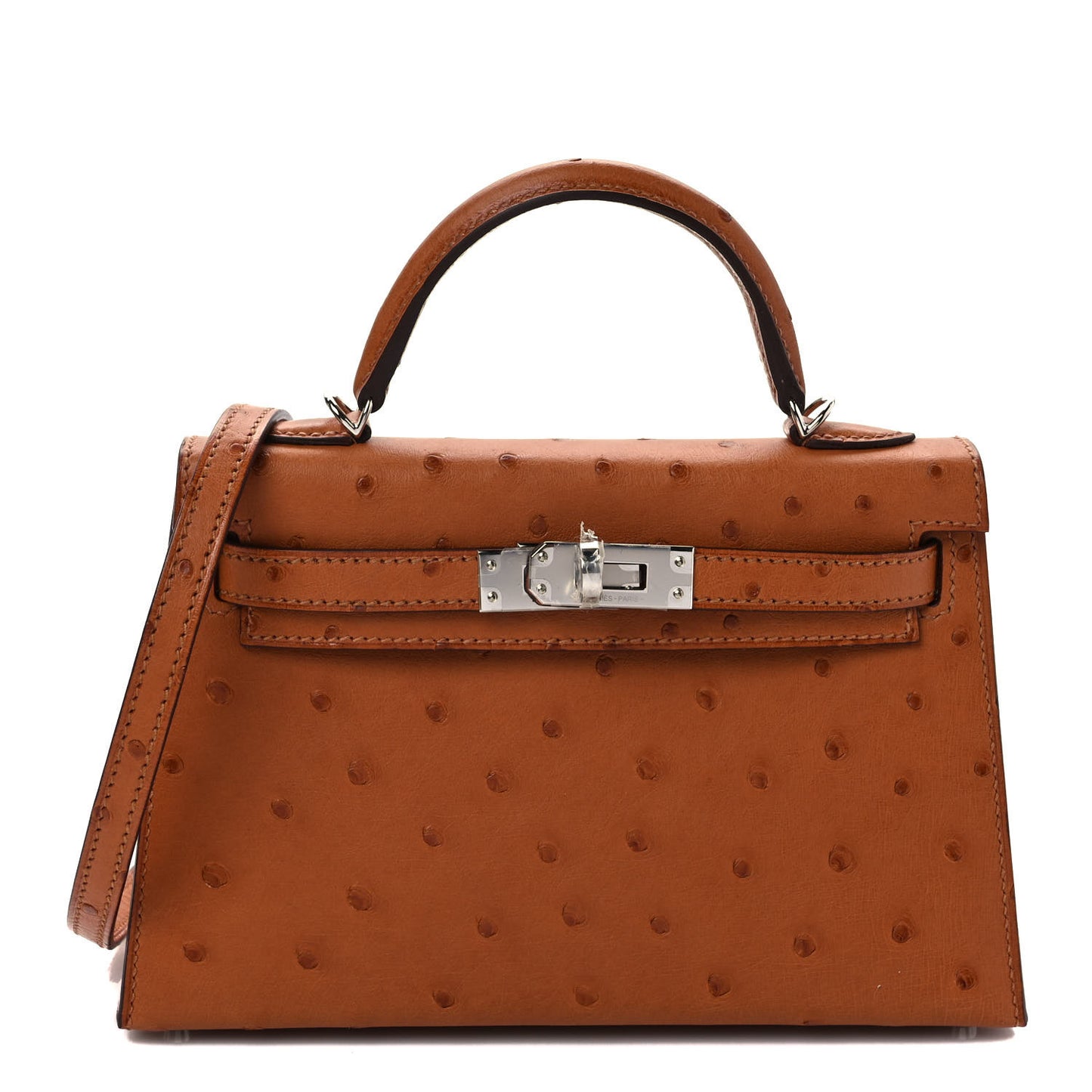 Ostrich Horseshoe Kelly Sellier Mini 20 Cognac Rouge H