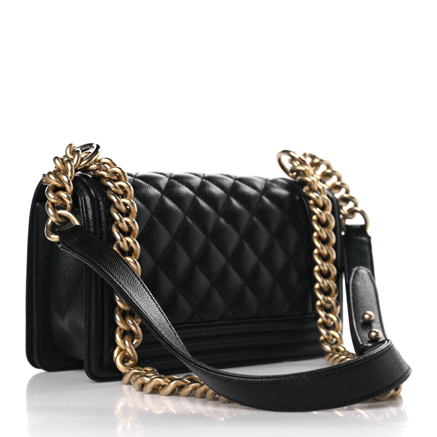 Caviar Quilted Small Boy Flap Black