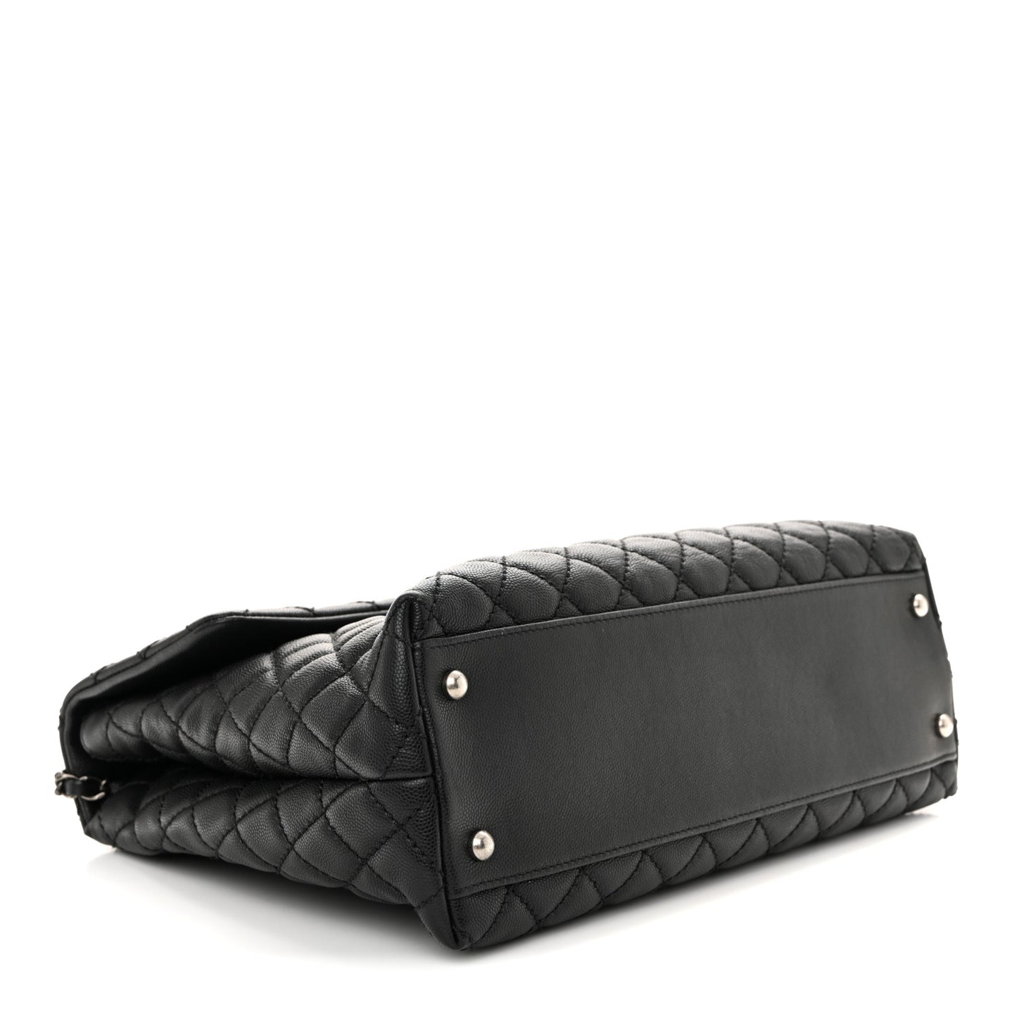 Caviar Lizard Quilted Large Coco Handle Flap Black