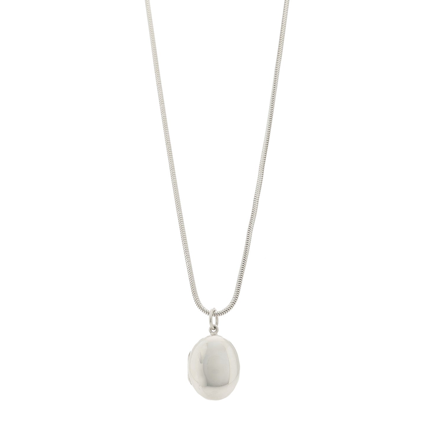 Sterling Silver Oval Locket Pendant Necklace
