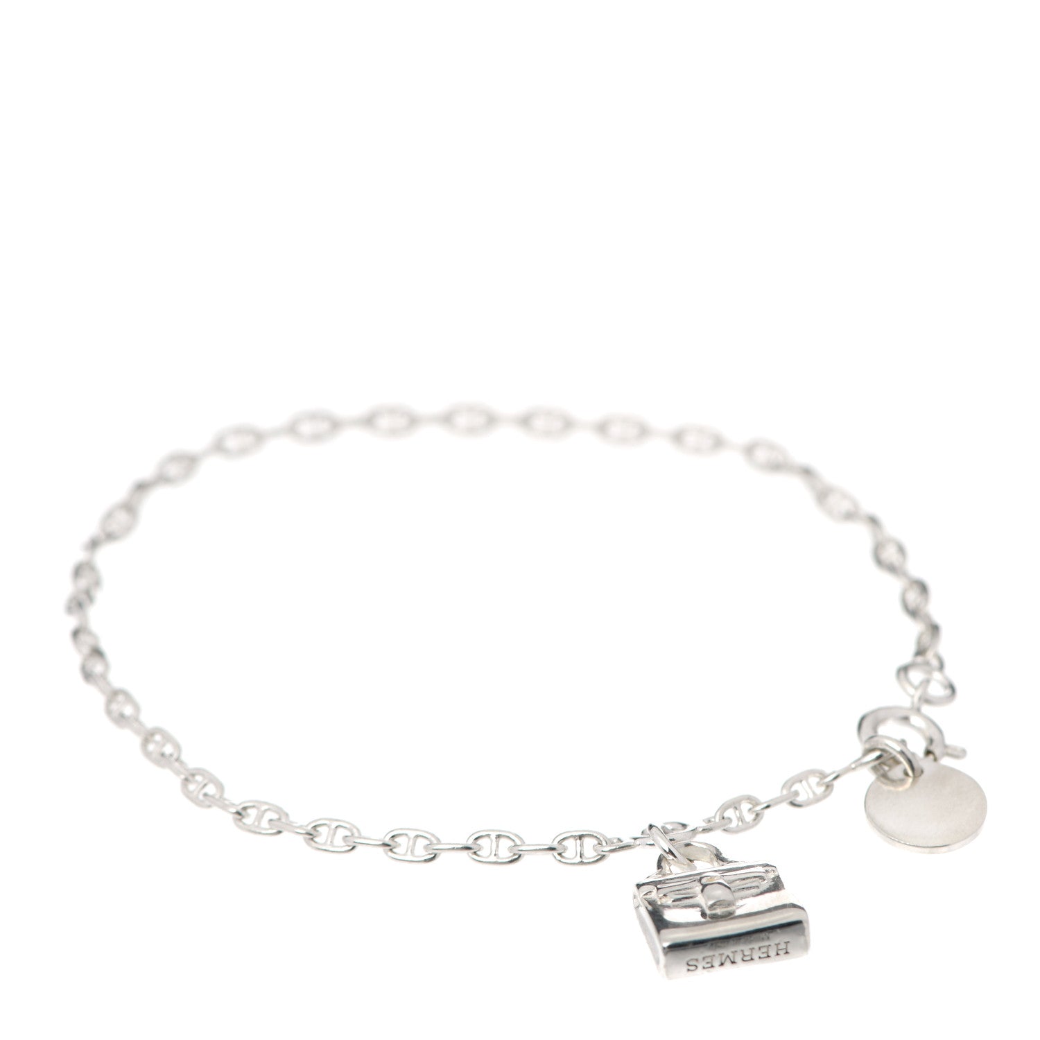 Hermes Sterling Silver Kelly Charm Bracelet ST 1 of 6