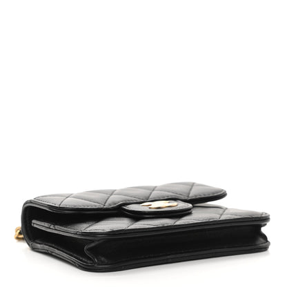 Chanel Lambskin Quilted Top Handle Flap Coin Purse With Chain Black 4 of 12
