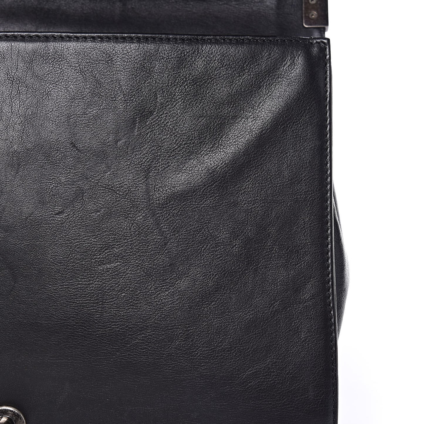Calfskin Quilted Large Boy Flap Black