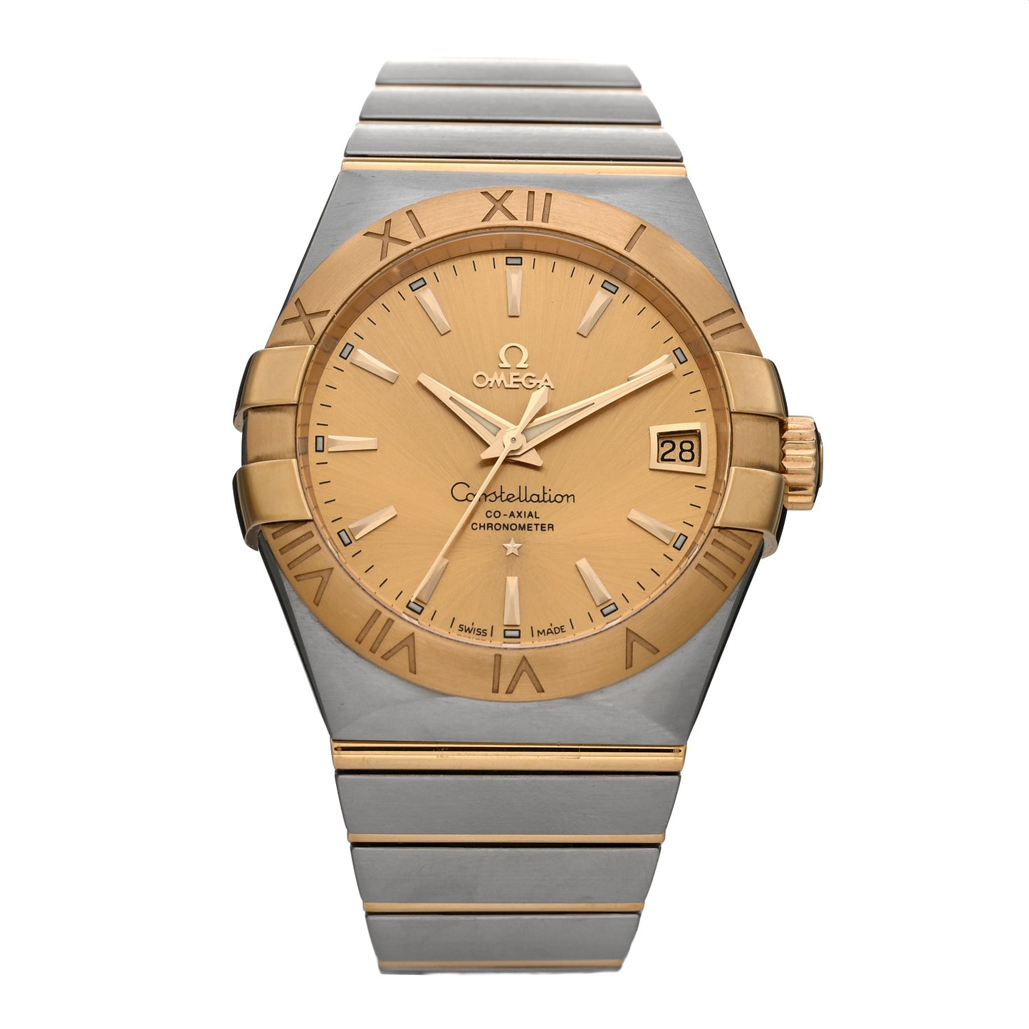 Stainless Steel 18K Yellow Gold 38mm Constellation Co-Axial Chronometer Automatic Watch 123.20.38.21.08.001