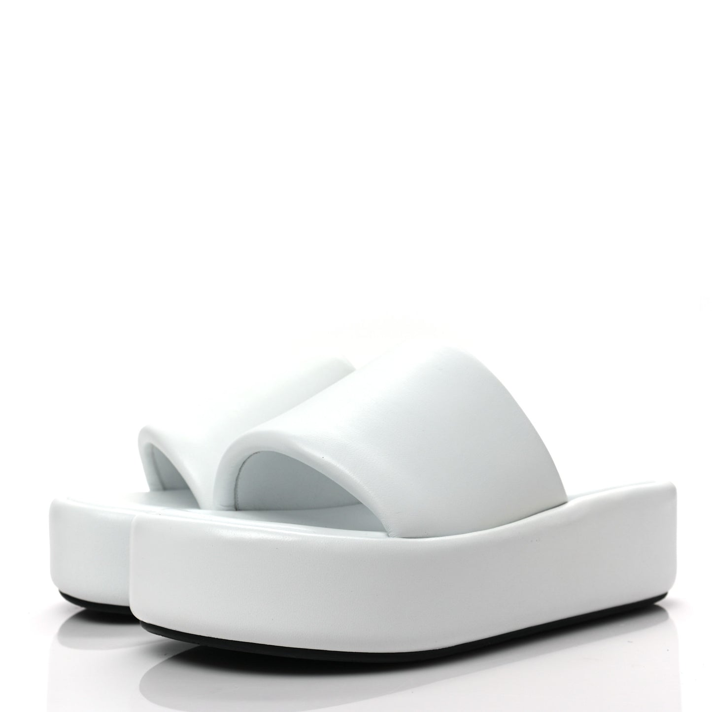 Smooth Nappa Logo Rise Platform Sandals 37 White Black
