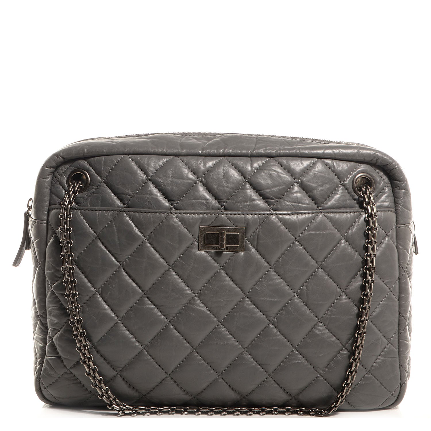 Chanel Aged Calfskin Quilted Large Reissue Camera Case Grey 1 of 7