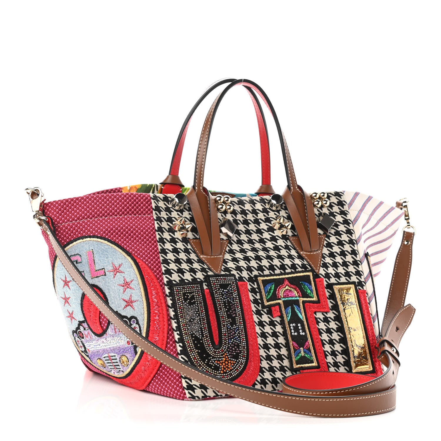 Christian Louboutin Canvas Embroidered Calfskin Caracaba Tote Multicolor 3 of 9