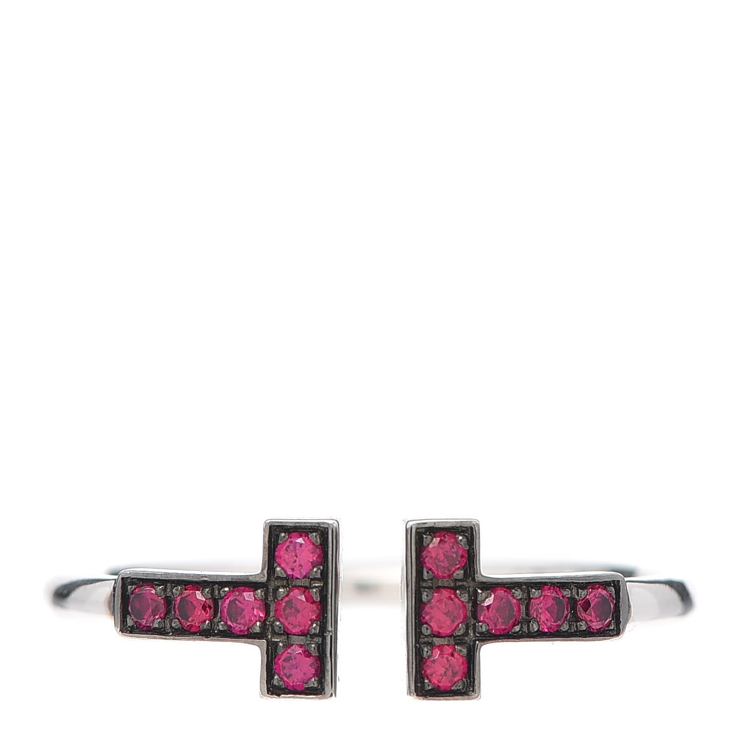 Tiffany 18K White Gold Ruby T Wire Ring 53 6.5 1 of 5
