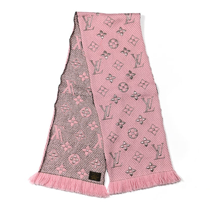Louis Vuitton Wool Silk Logomania Shine Scarf Pink 2 of 4