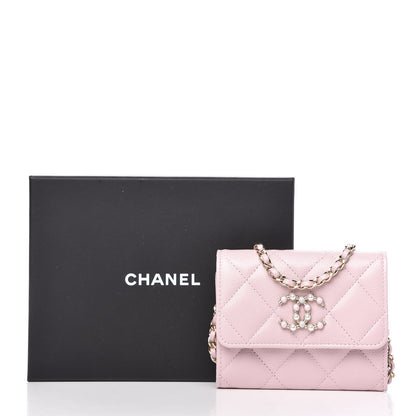 Chanel Caviar Quilted Coco Candy Card Holder On Chain Light Pink 10 of 10