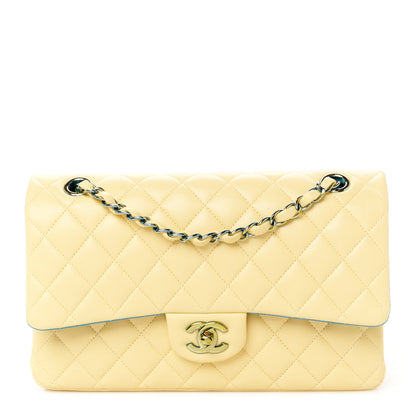 Chanel Lambskin Quilted Medium Double Flap Yellow Blue 1 of 11