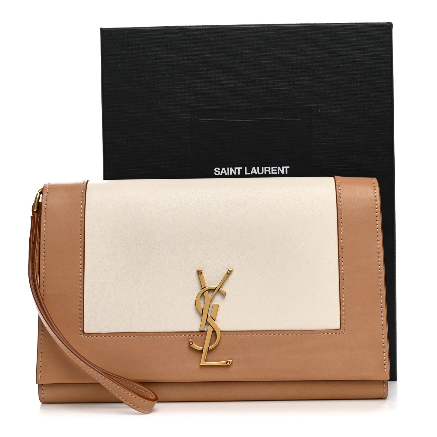 Nappa Calfskin Two-Toned Monogram Pouch Alabastro Natural Tan