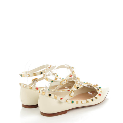 Valentino Garavani Nappa Rockstud Rolling Cage Ballerina Flats 37.5 Light Ivory 4 of 8