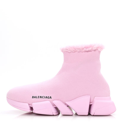 Balenciaga Technical 3D Recycled Knit Fake Fur Womens Speed 2.0 Sneakers 40 Monocolor Soft Pink 1 of 7