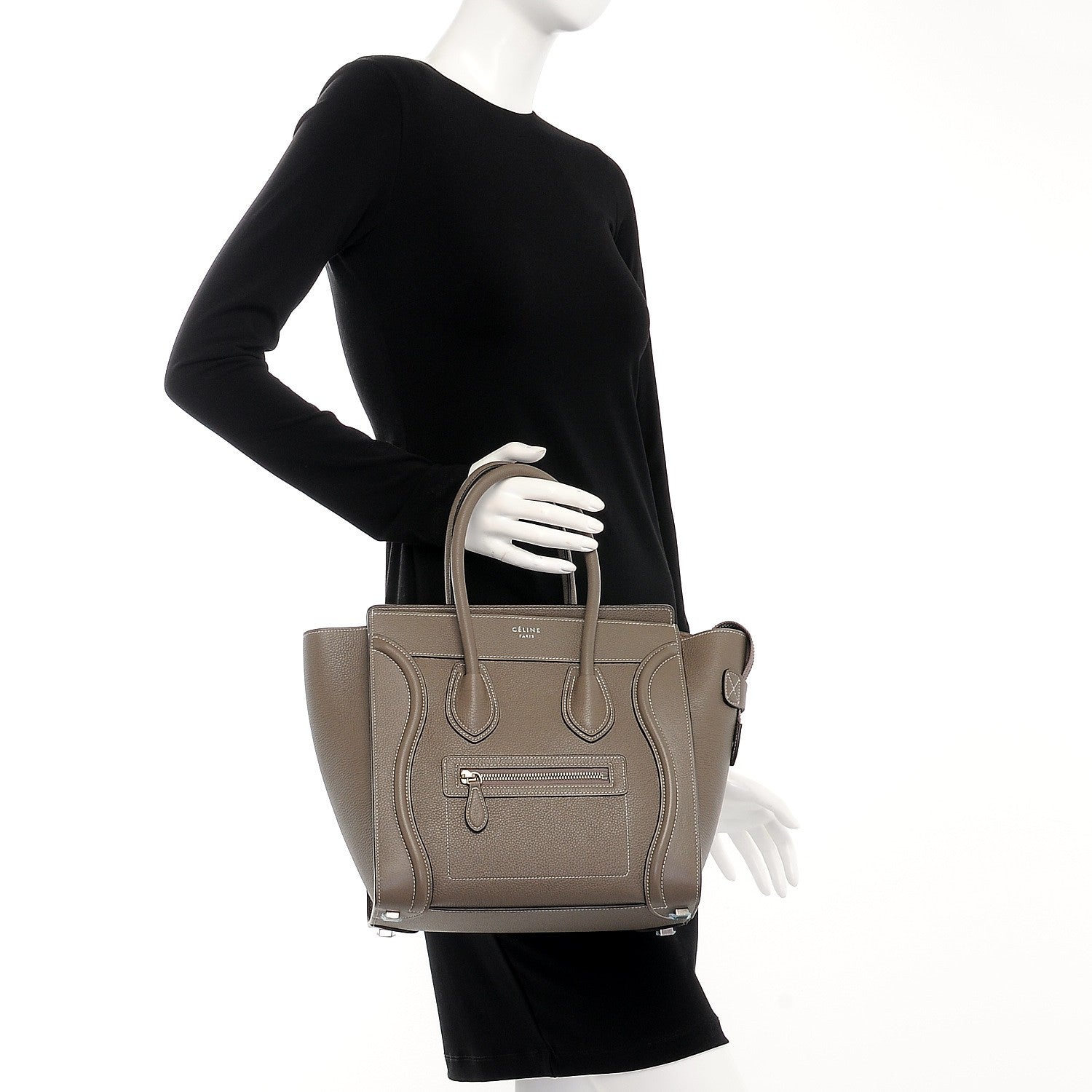 Celine Drummed Calfskin Micro Luggage Souris 2 of 8