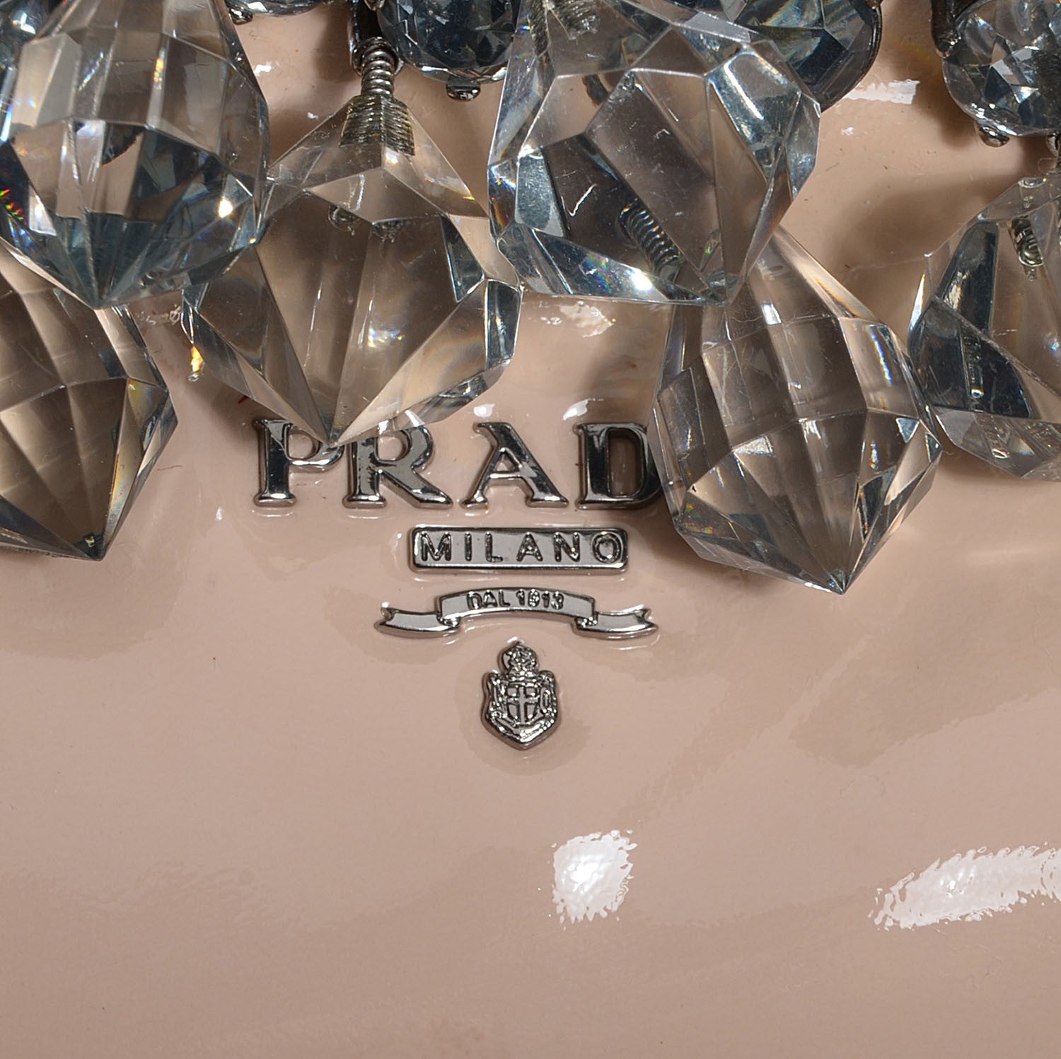 Prada Vernice Crystal Encrusted Clutch Cipria 10 of 10