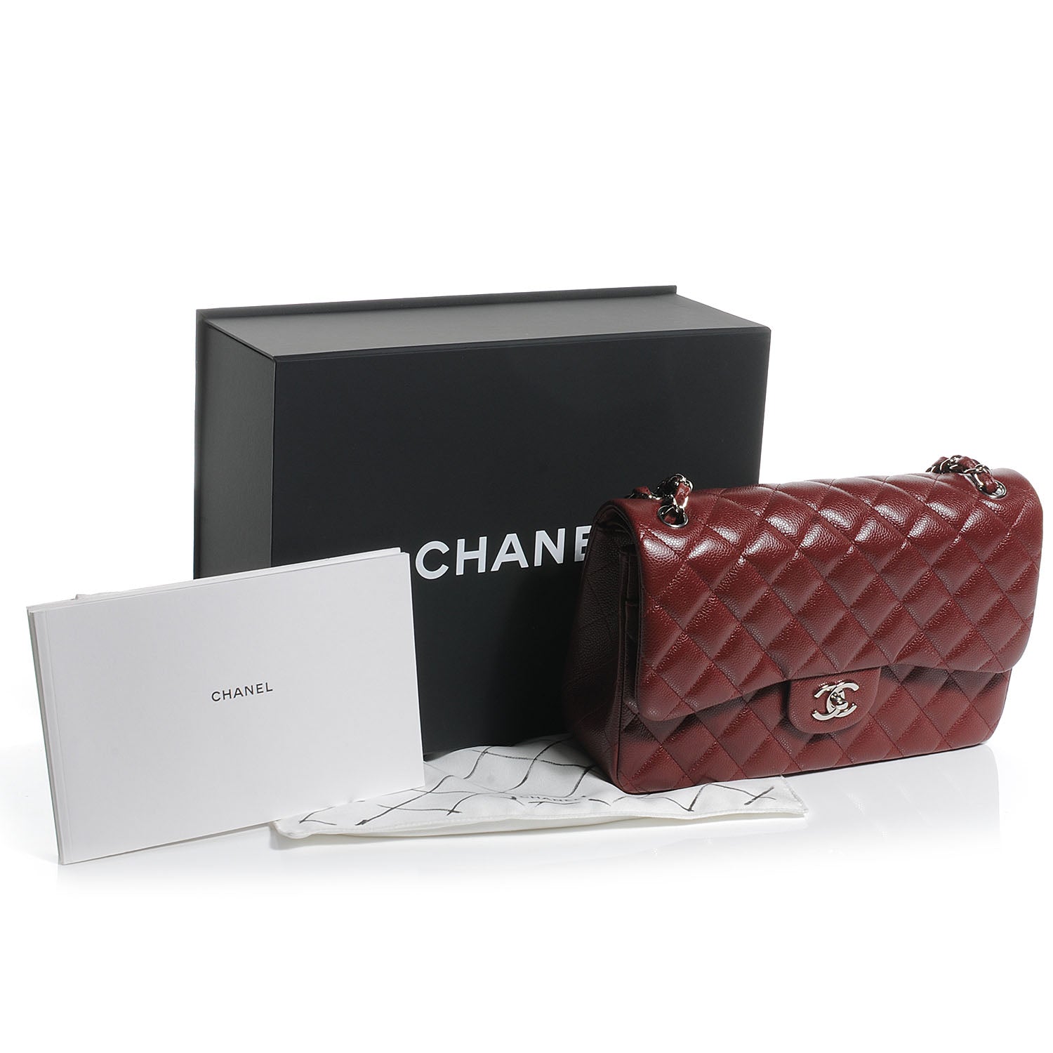 Chanel Caviar Jumbo Double Flap Dark Red 5 of 8