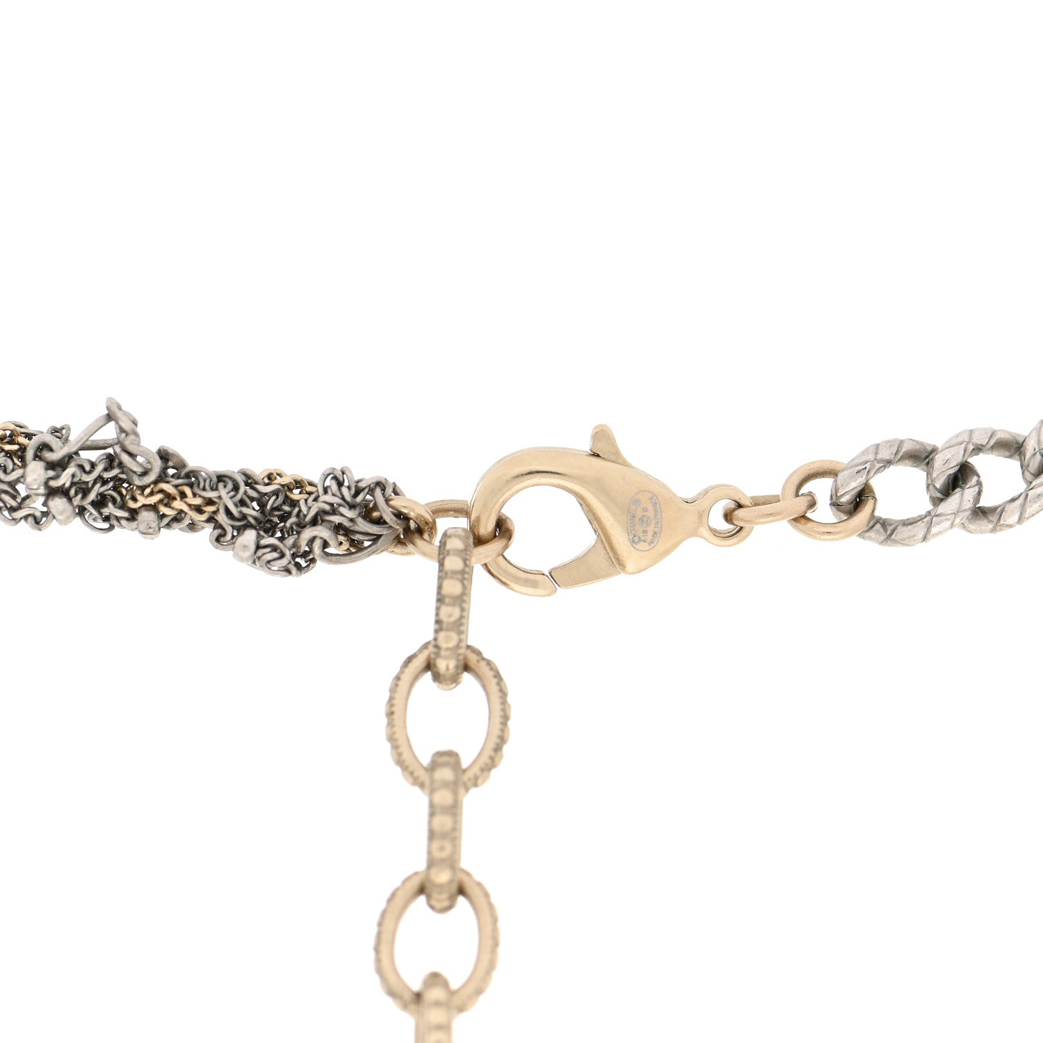 Chanel Pearl Chain CC Necklace Gold Silver 4 of 5
