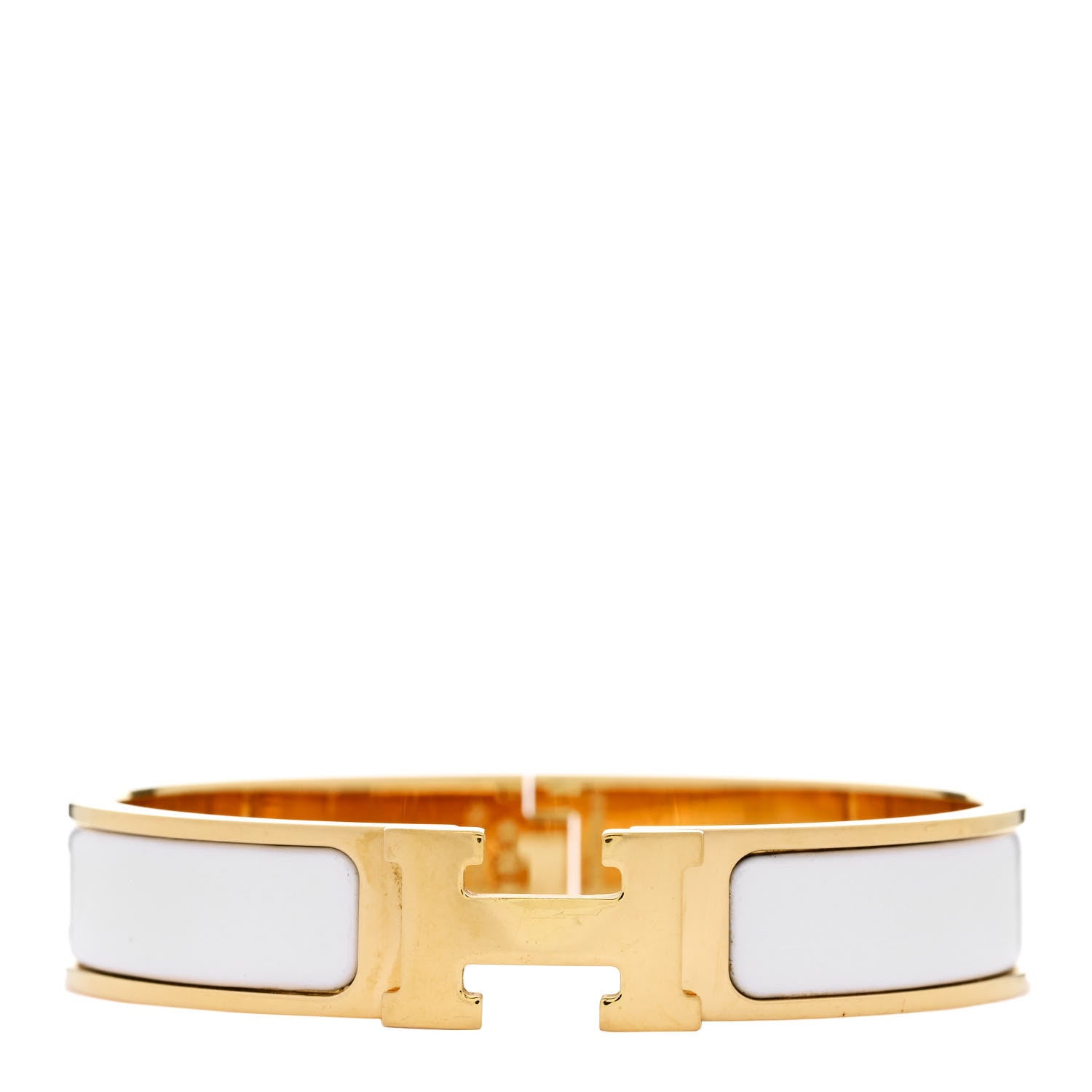 Hermes Enamel Narrow Clic Clac H Bracelet PM White 1 of 4
