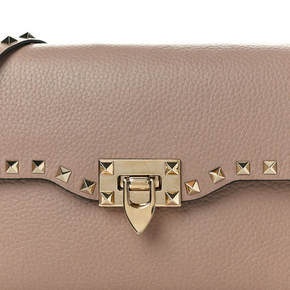 Valentino Garavani Pebbled Calfskin Medium Rockstud Flip Lock Crossbody Bag Poudre 7 of 10