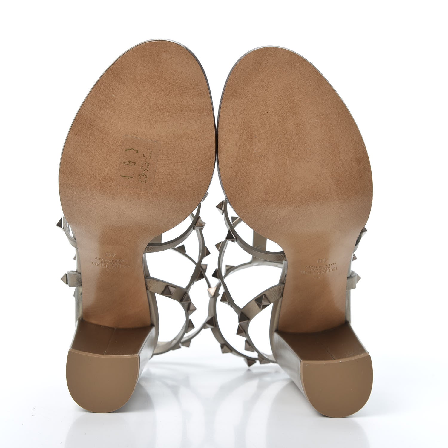 Valentino Garavani Metallic Calfskin Rockstud 90mm City Sandals 40 Skin 5 of 9