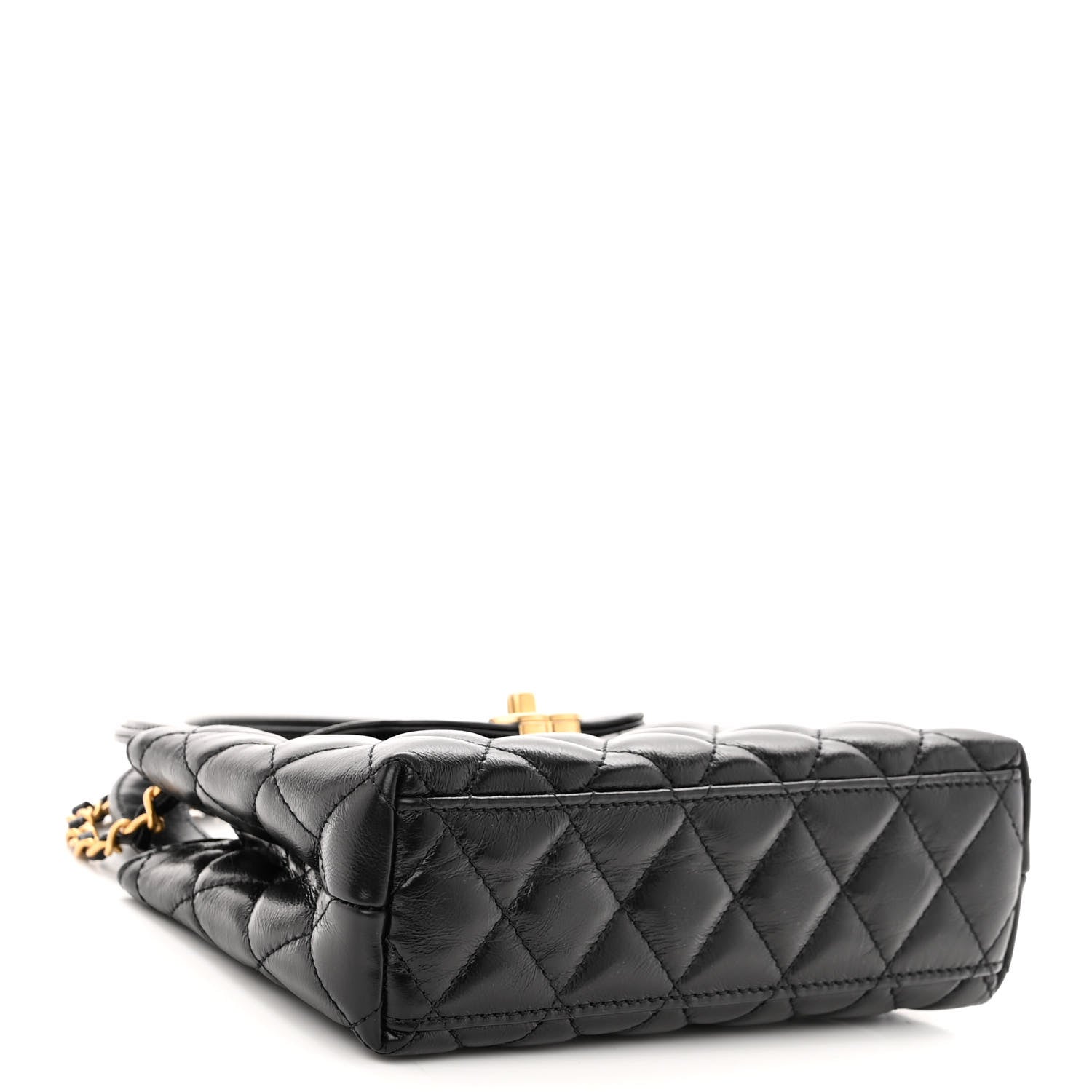 Chanel Shiny Aged Calfskin Quilted Nano Kelly Shopper Black 4 of 10